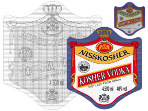 Projekt wektorowy etykiety wódki Nisskosher